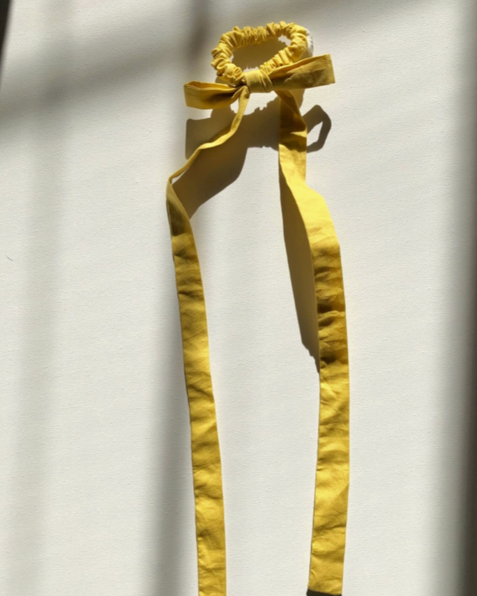 Cotton Poplin Bow Scrunchie - Daffodil