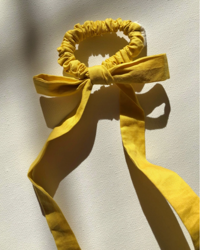Cotton Poplin Bow Scrunchie - Daffodil