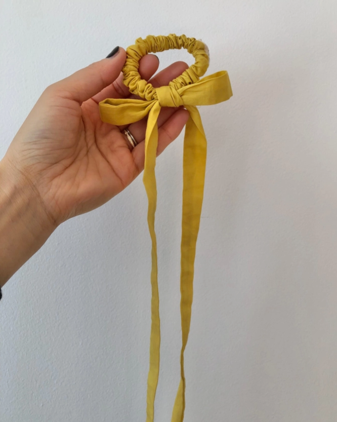 Cotton Poplin Bow Scrunchie - Daffodil