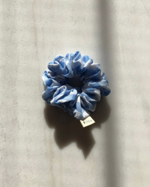 Gingham Scrunchies - Blue Sky