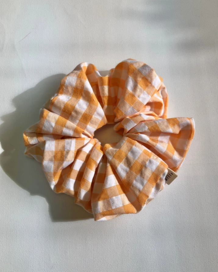 Gingham Scrunchies - Clementine
