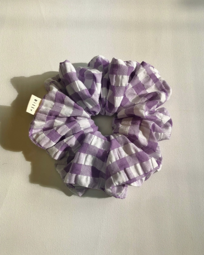 Gingham Scrunchies - Lavender