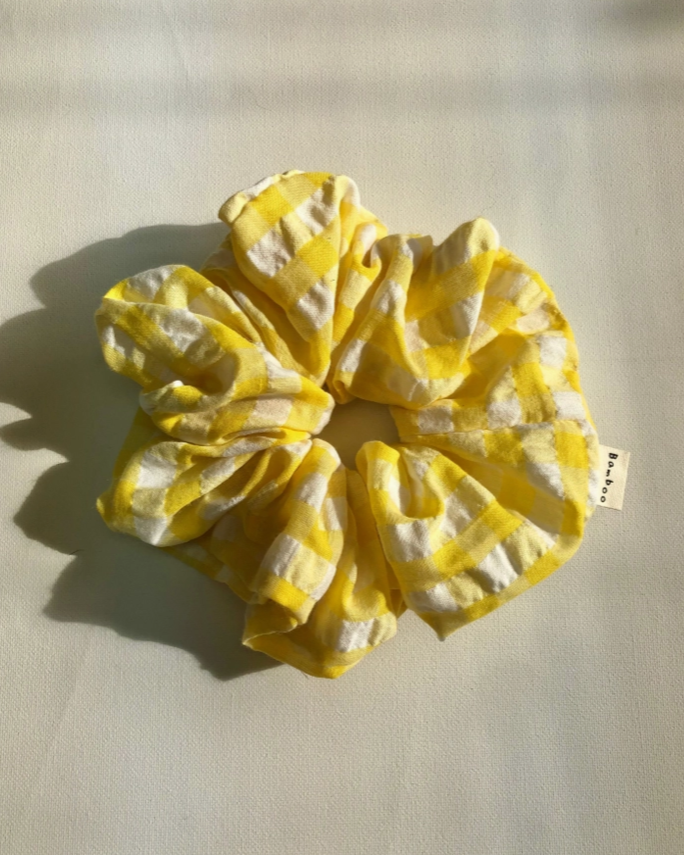 Gingham Scrunchies - Lemon