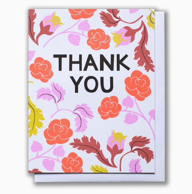 Floral card with 'THANK YOU' text on a white background