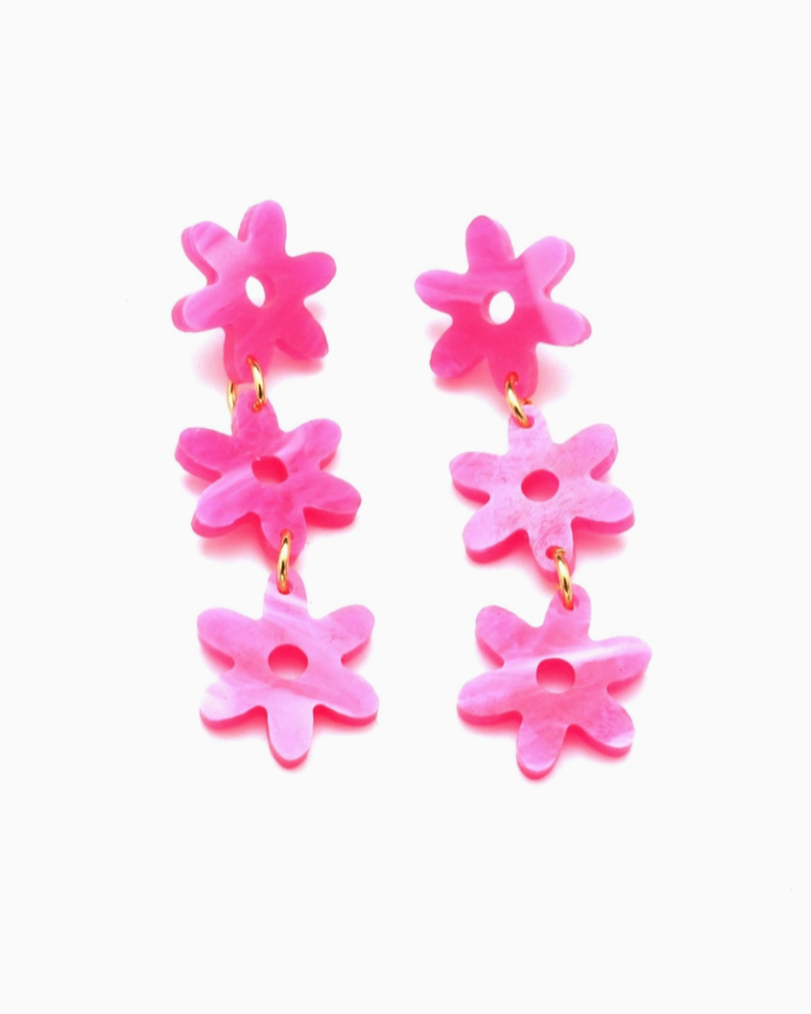 Daze Drop Earrings - Hot Pink