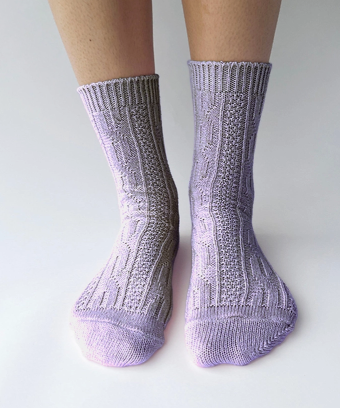 100% Cotton Jenny Crew Socks - Lavender