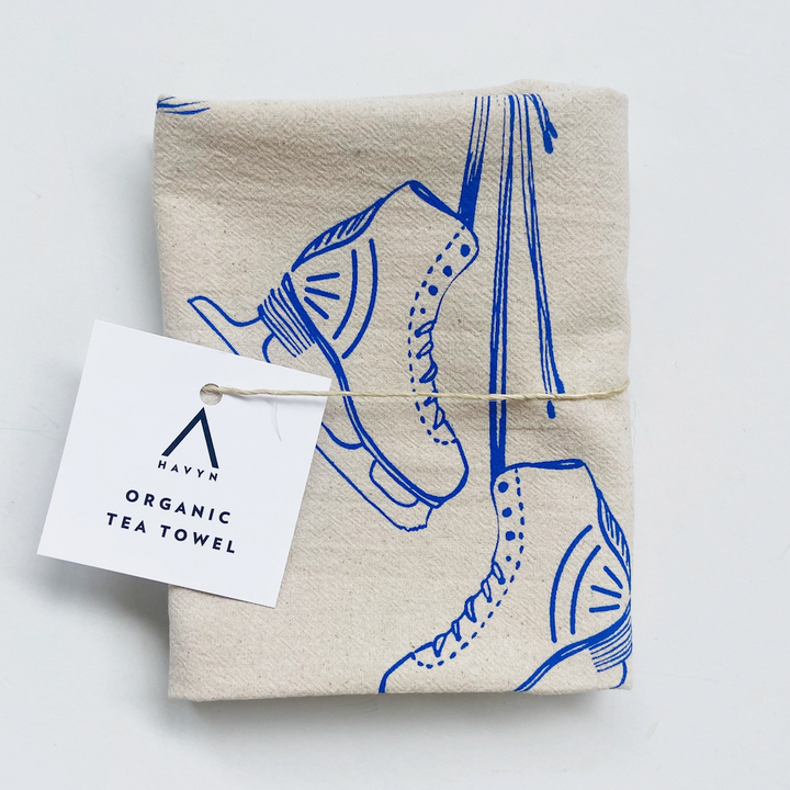 Snow Sports Winter Xmas Tea Towel - Blue