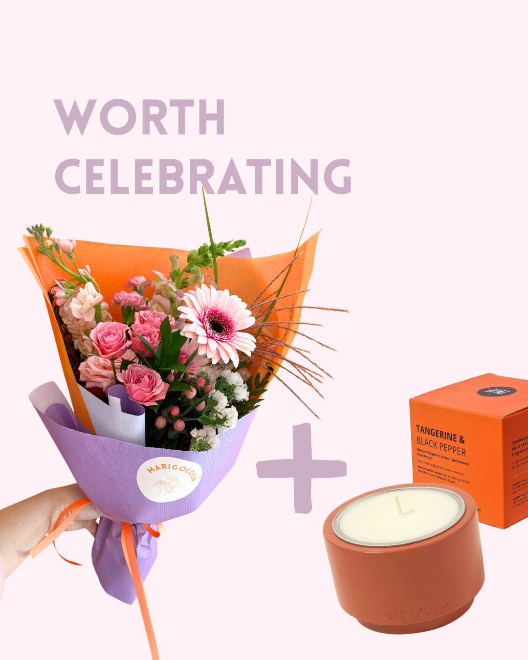 Worth Celebrating | Flowers + Scented Candle
