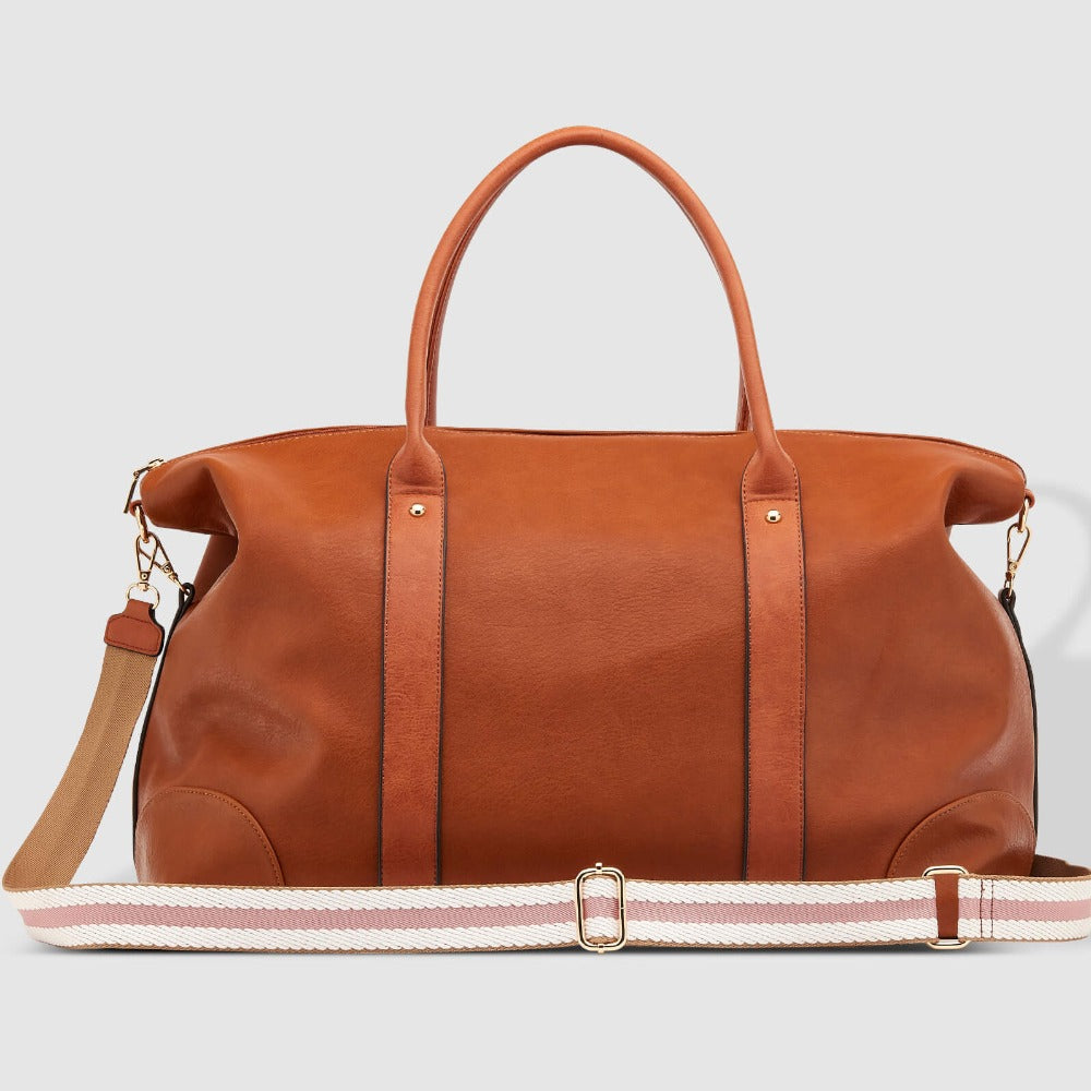 Alexis Stripe Weekender Travel Bag - Tan