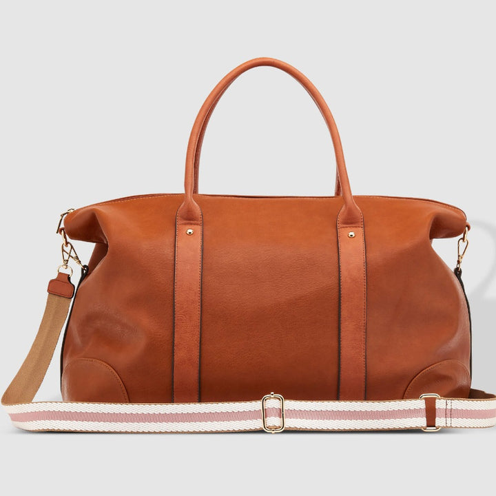 Alexis Stripe Weekender Travel Bag - Tan