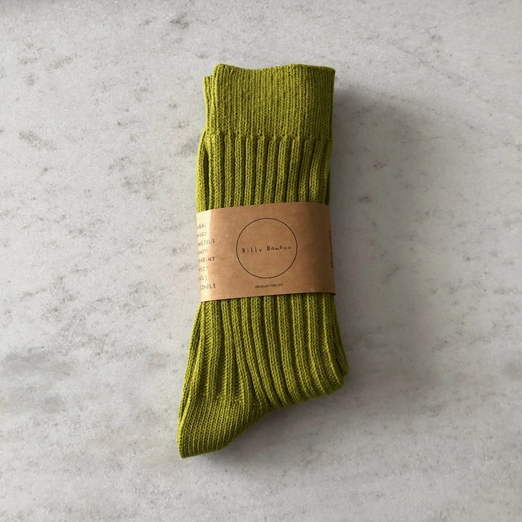 Ribbed Cotton High Socks - Avocado