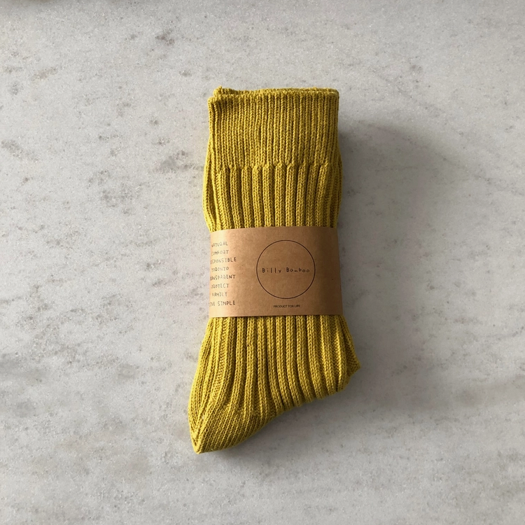 Ribbed Cotton High Socks - Mustard