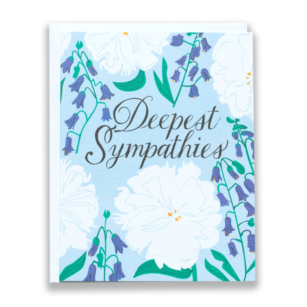 White & Blue Floral Condolence Card