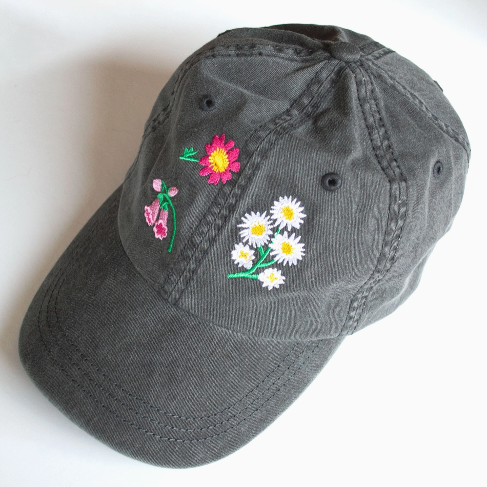 Wild Flower Embroidered Baseball Cap
