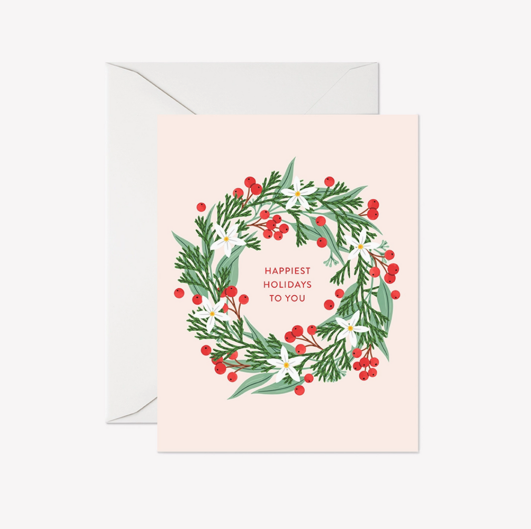 Happy Holidays To You Wreath Card