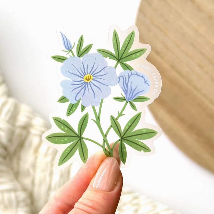 Blue Wildflower | Clear Vinyl Sticker