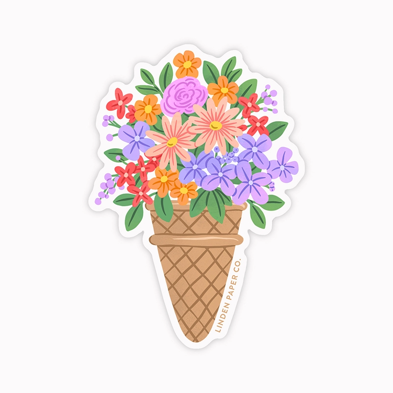 Floral Ice Cream | Clear Vinyl Sticker