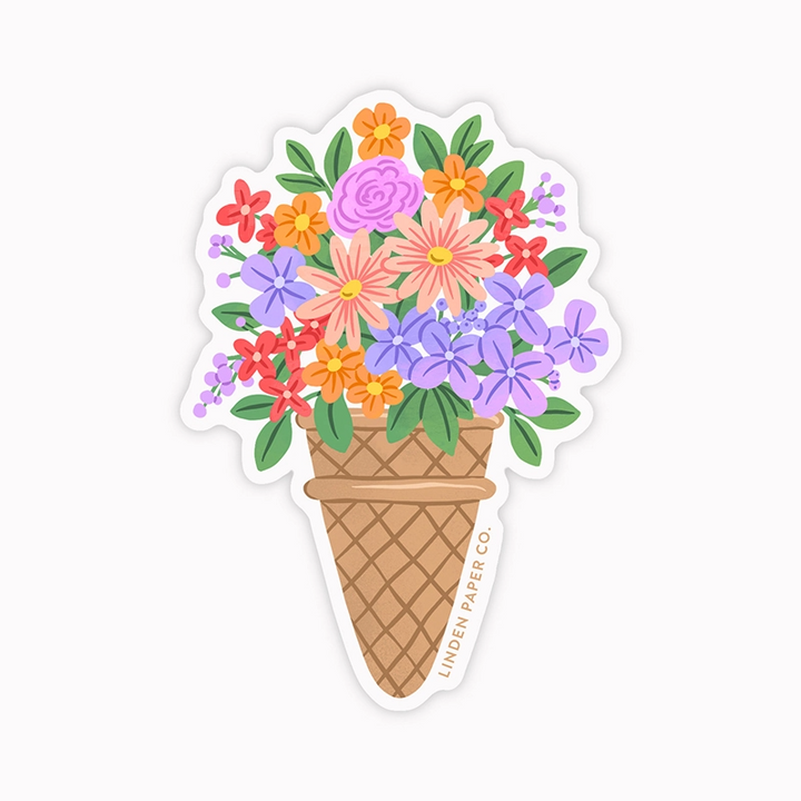 Floral Ice Cream | Clear Vinyl Sticker