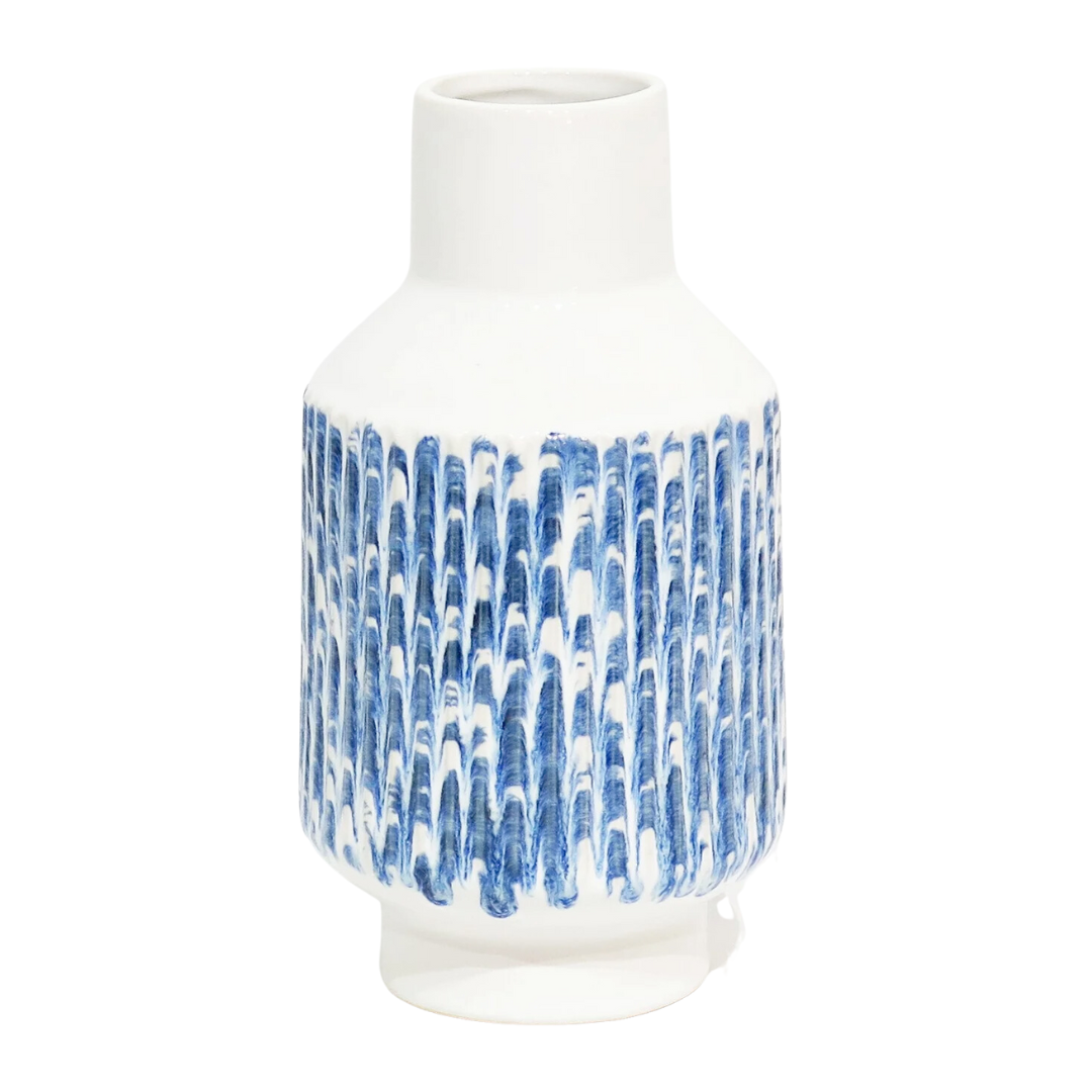 Blue wave ceramic vase