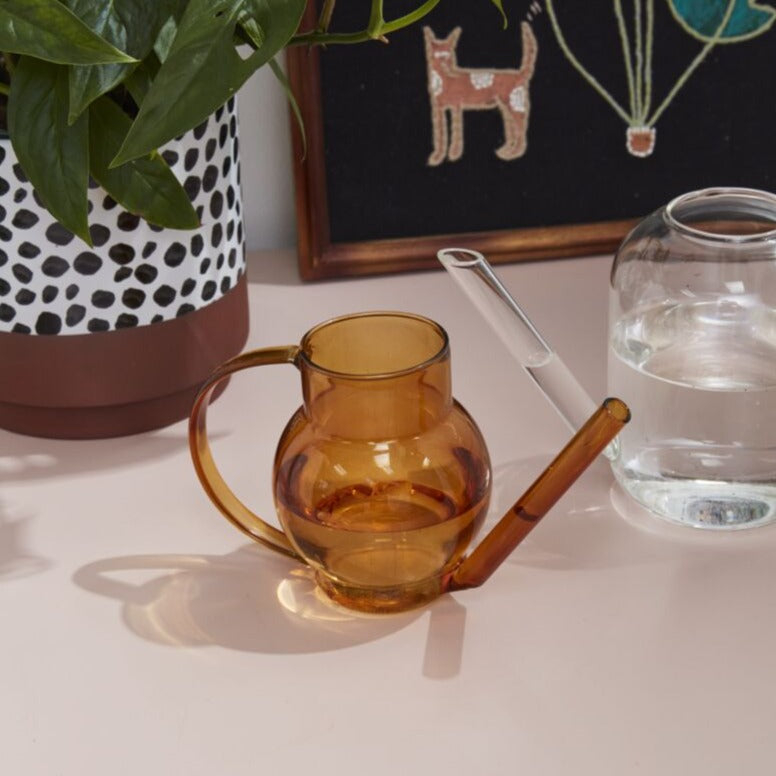 Amber Glass Watering Can