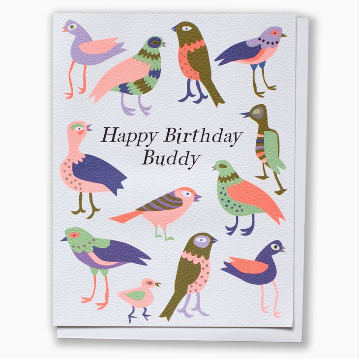 Happy Birthday Buddy Birds Card