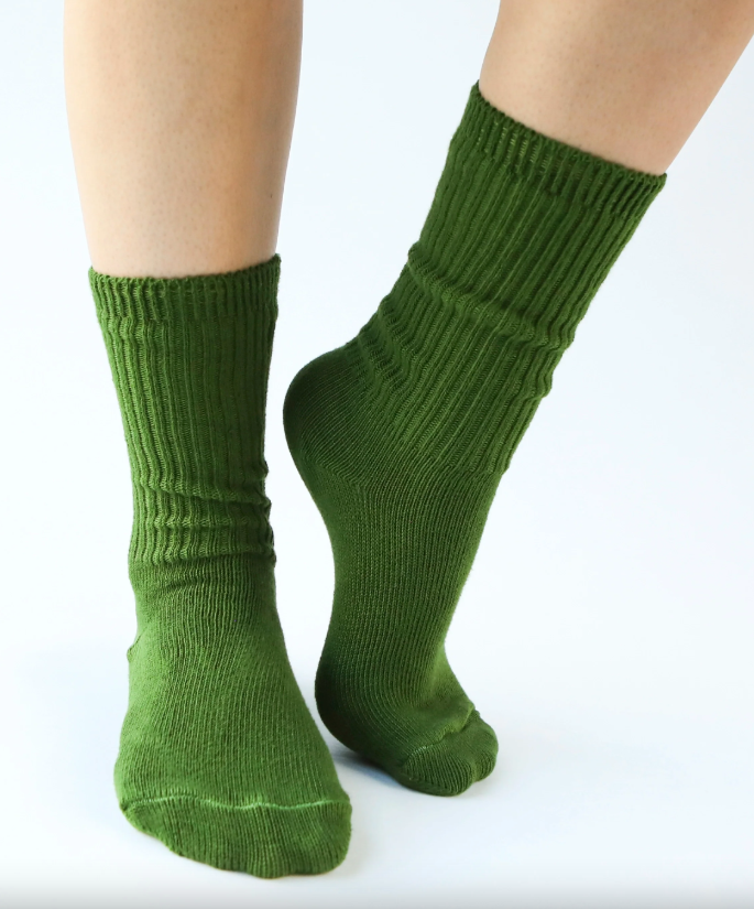 Dyed Cotton Socks - Moss