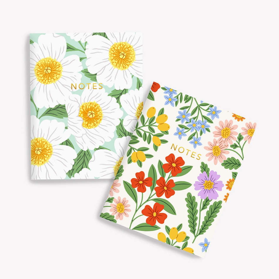 Lovliest Floral + Mint Peonies Pocket Notebook Set