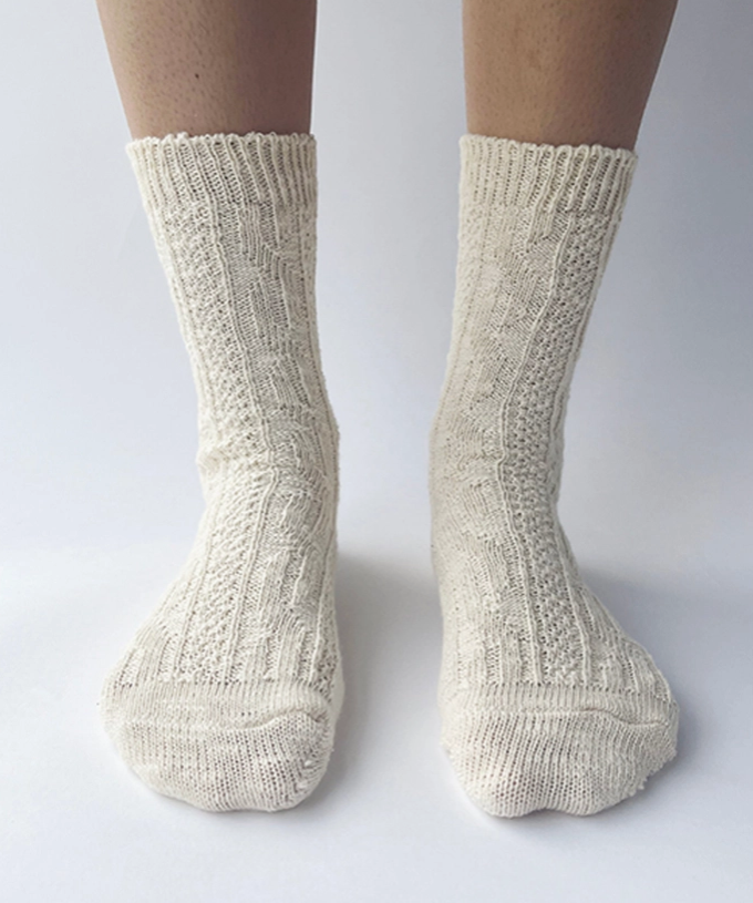 100% Cotton Jenny Crew Socks - Natural