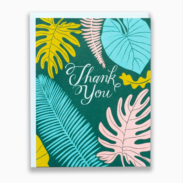 Tropical Leaves Thank You Card