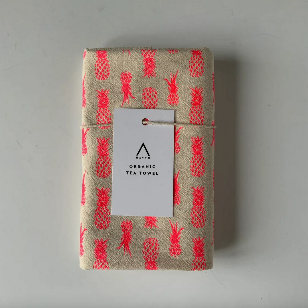 Small Pineapples Tea Towel - Hot Pink