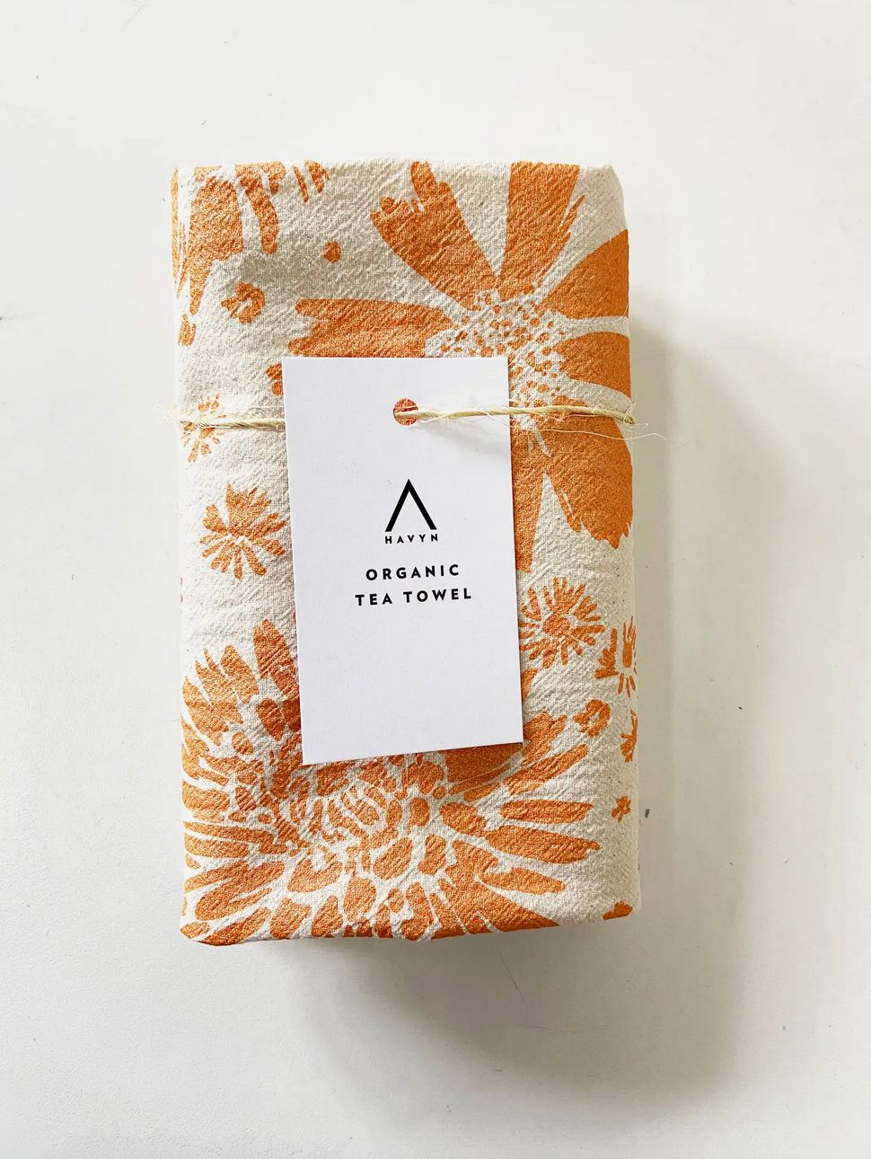 Mellow Marigold Flower Pattern Tea Towel - Orange